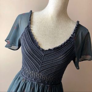 Free People Navy Flutter Crochet Dress Sz S